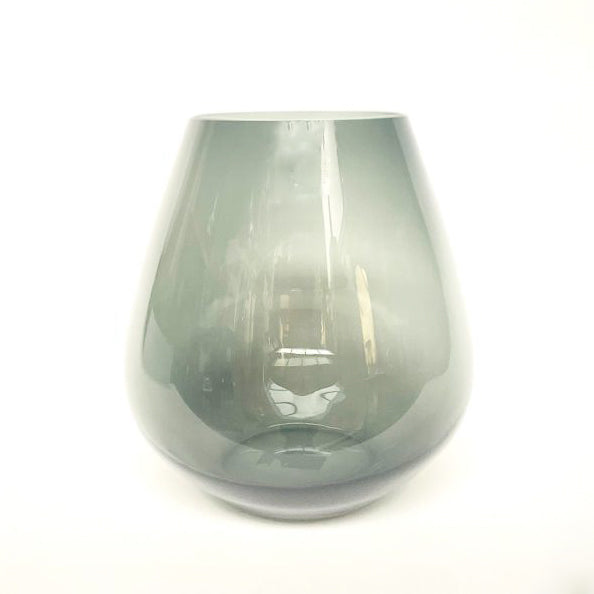 Smoke Grey Pear Glass Vase L