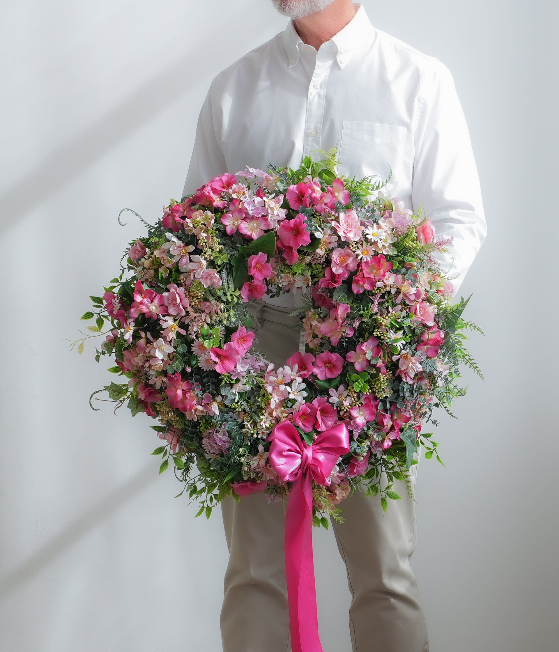 Faux Flower Wreath – Pink Tones