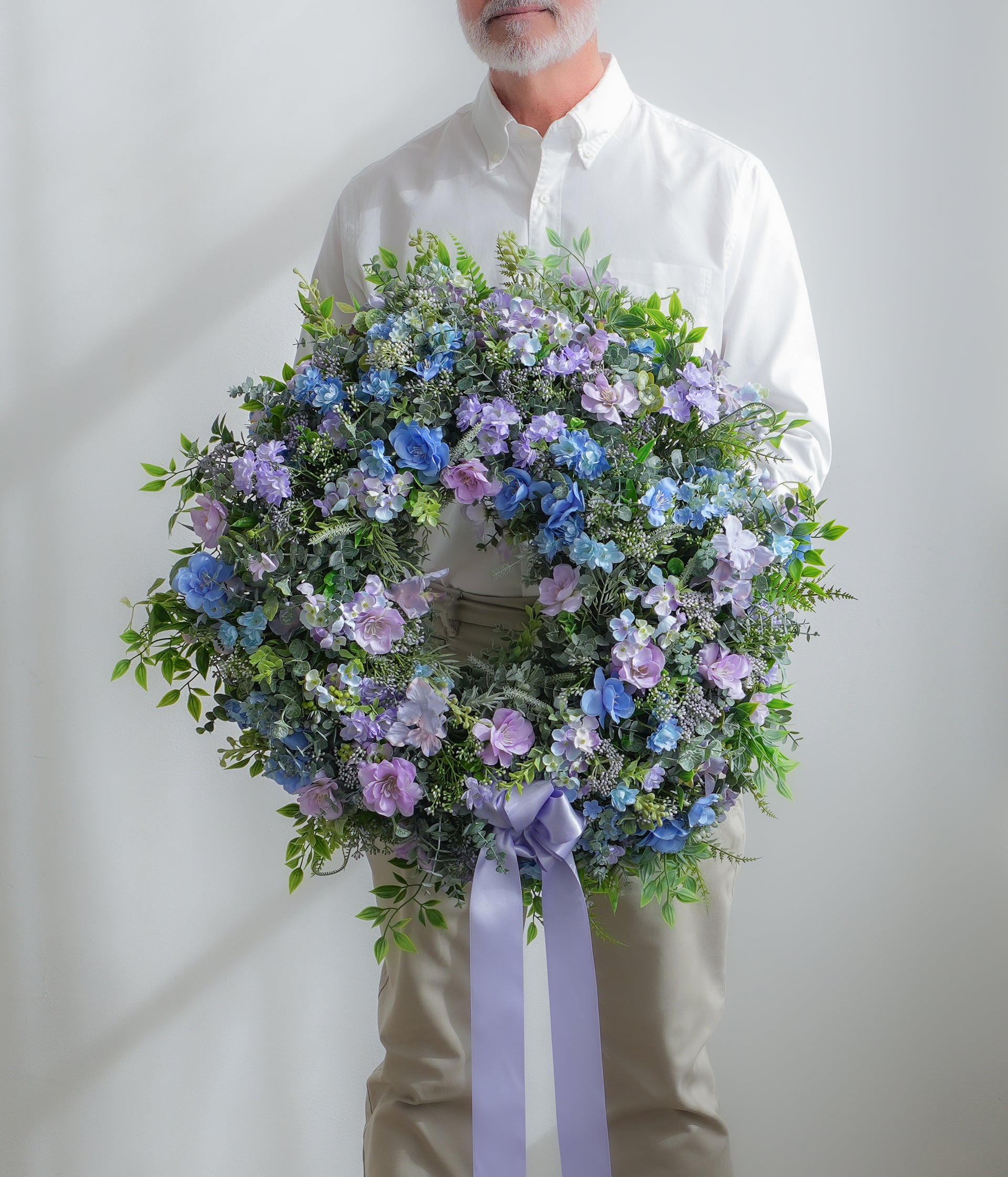 Faux Flower Wreath - Lavender and Blue