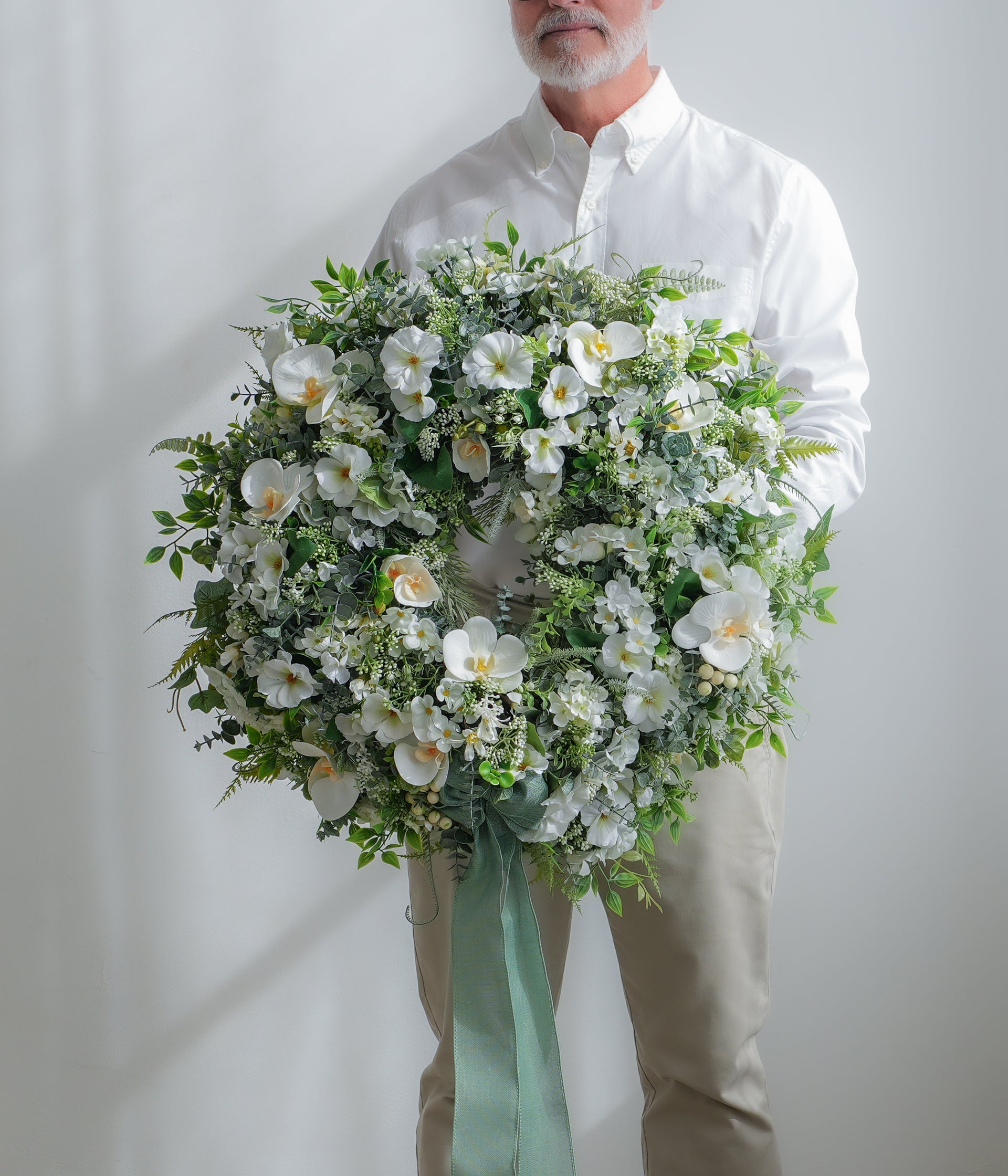 Faux Flower Wreath - White