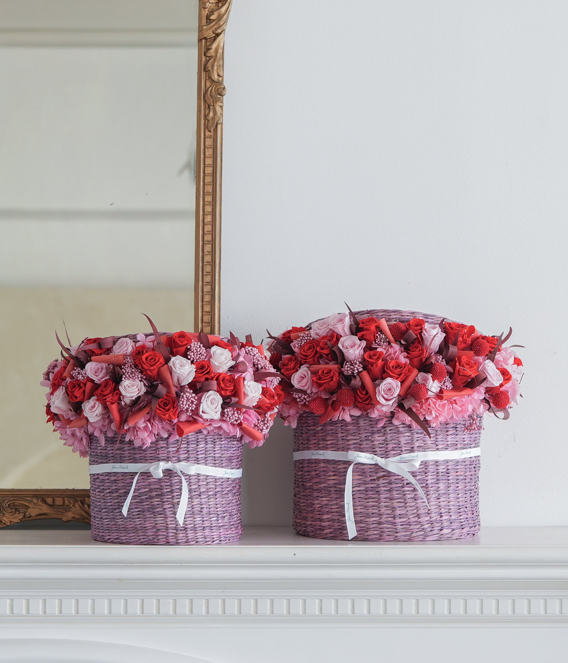 Preserved Red & Pink Rose Basket