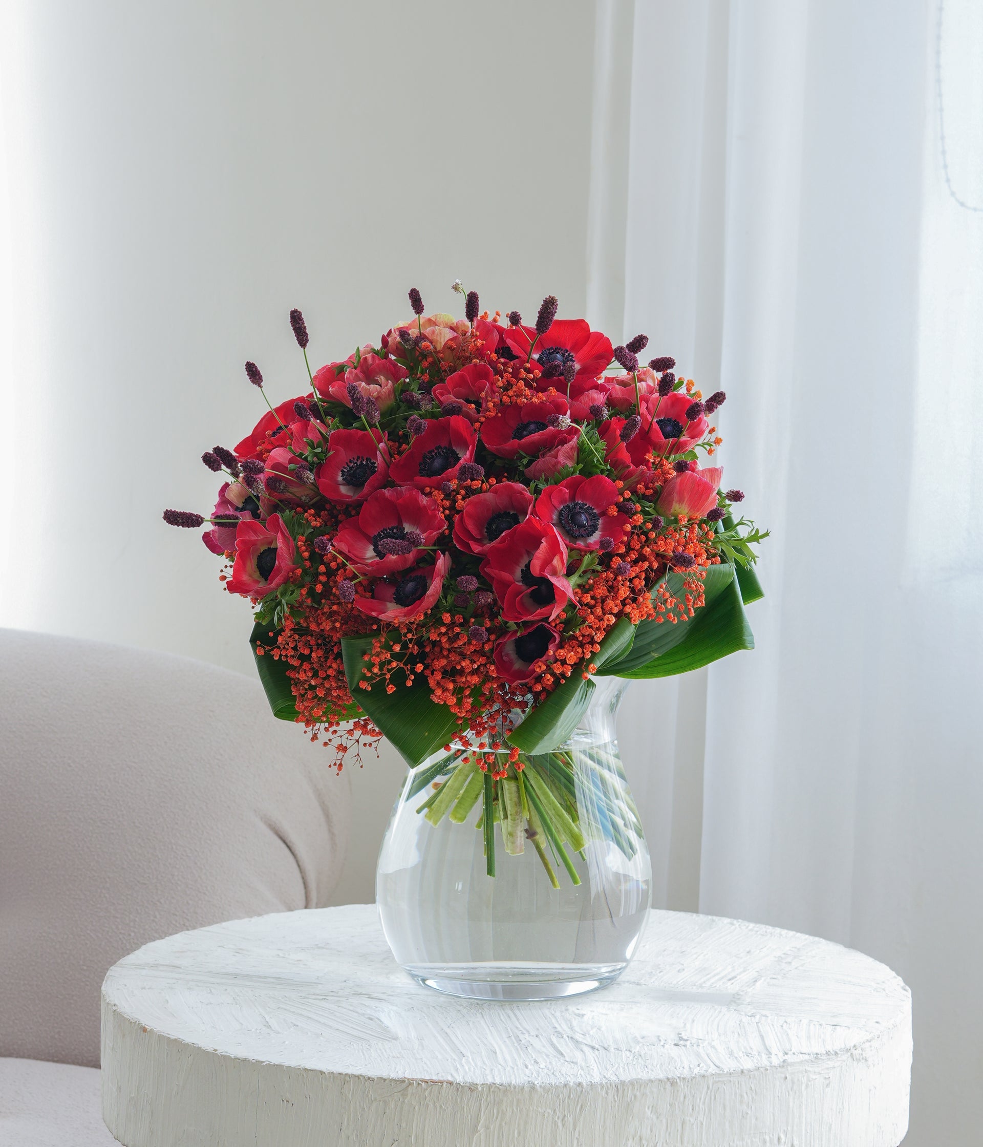 Scarlet Velvet Anemone Bouquet
