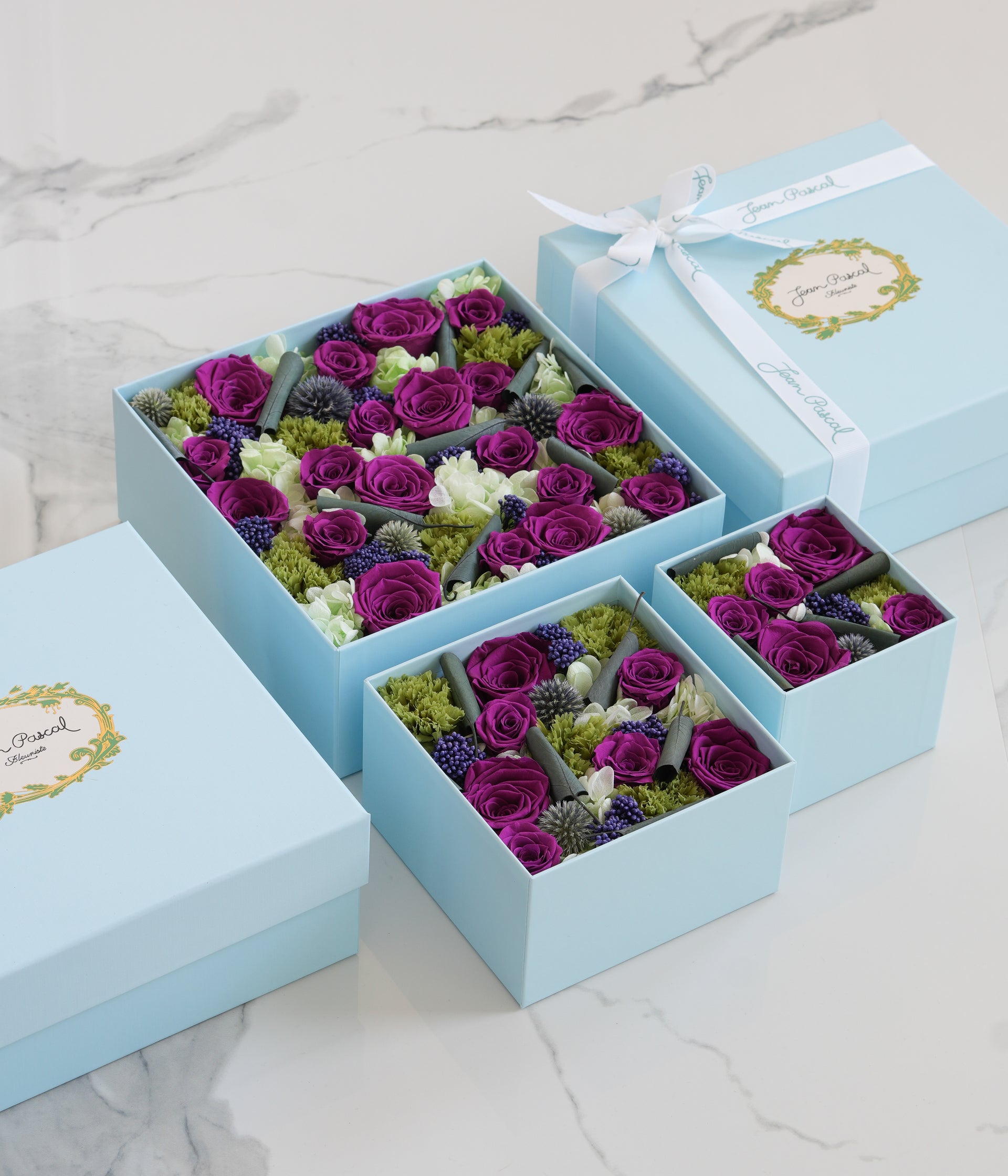 Purple and Green Preserved Flower Box