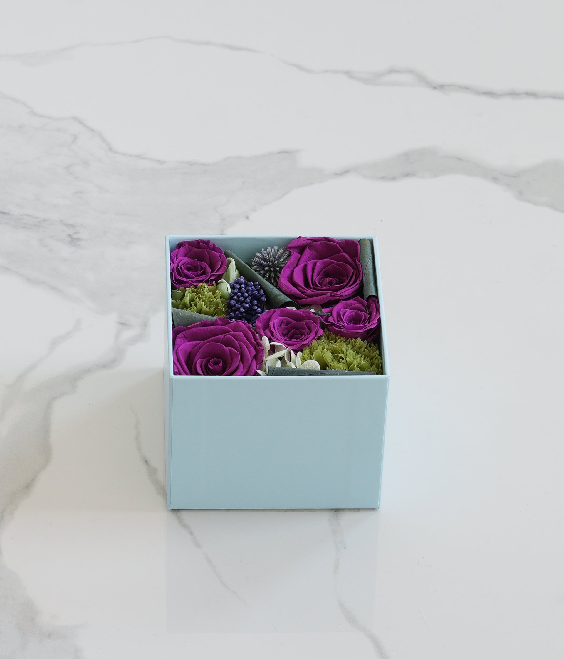 Purple and Green Preserved Flower Box