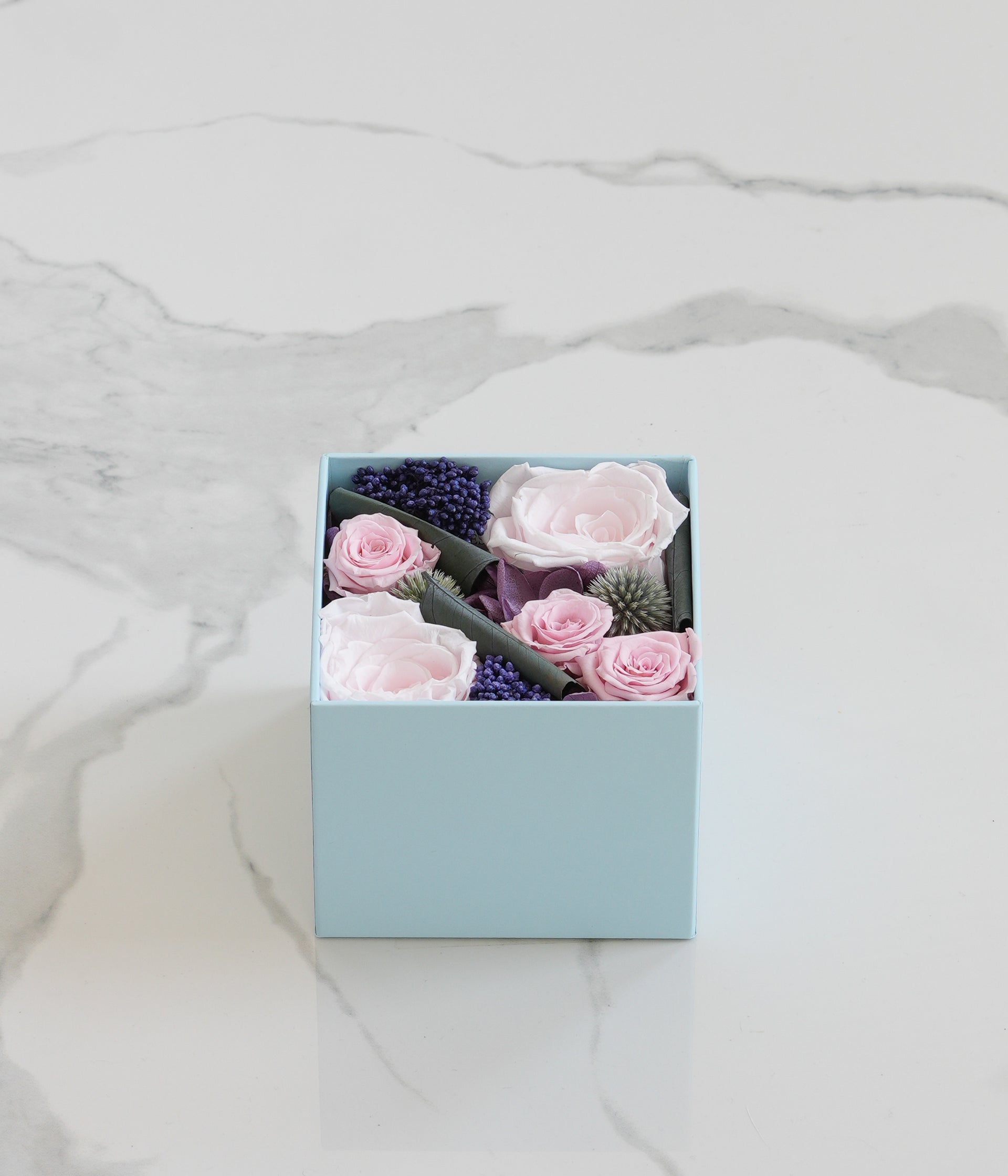 Soft Pink and Purple Preserved Flower Box