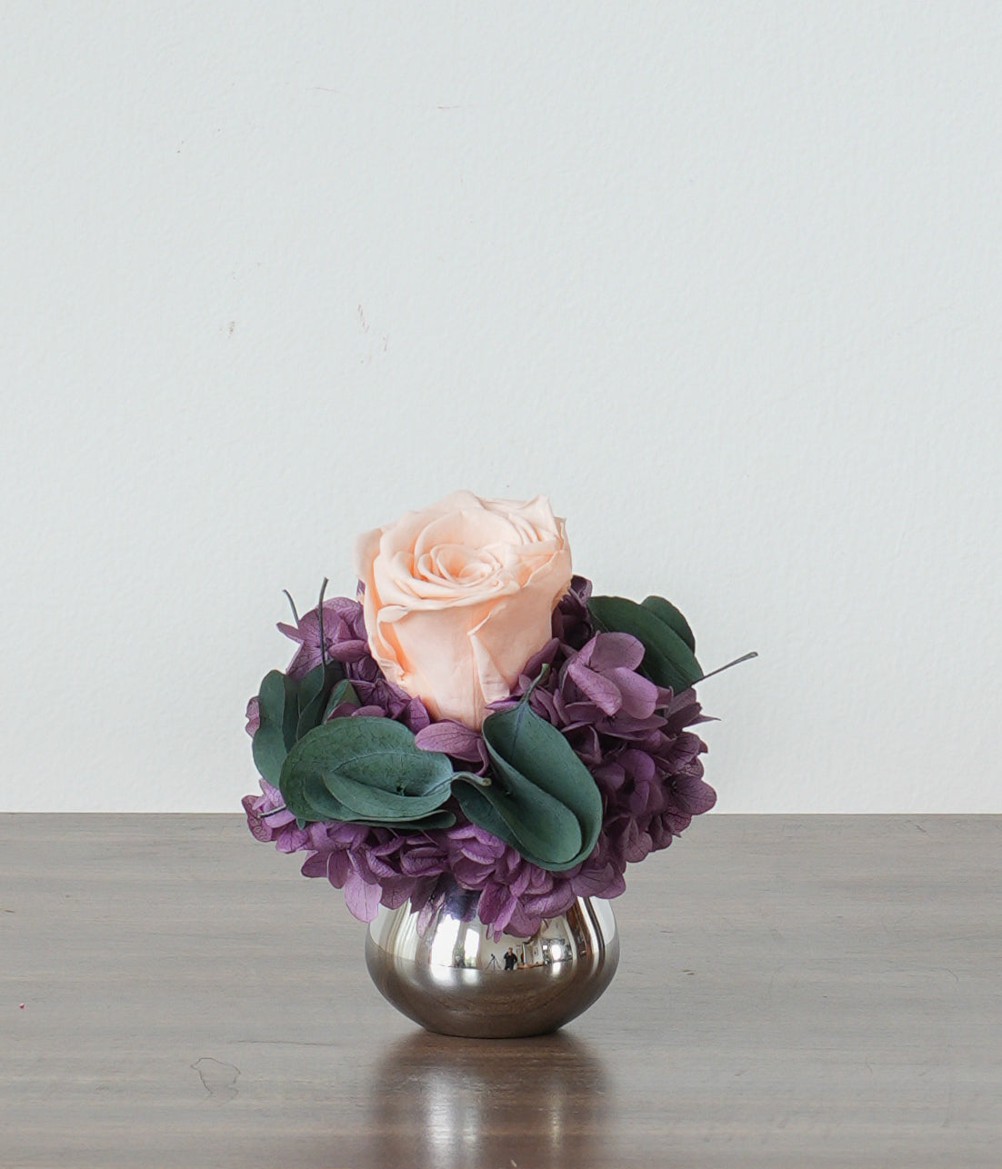 Petite Peach and Purple Preserved Rose Arrangement